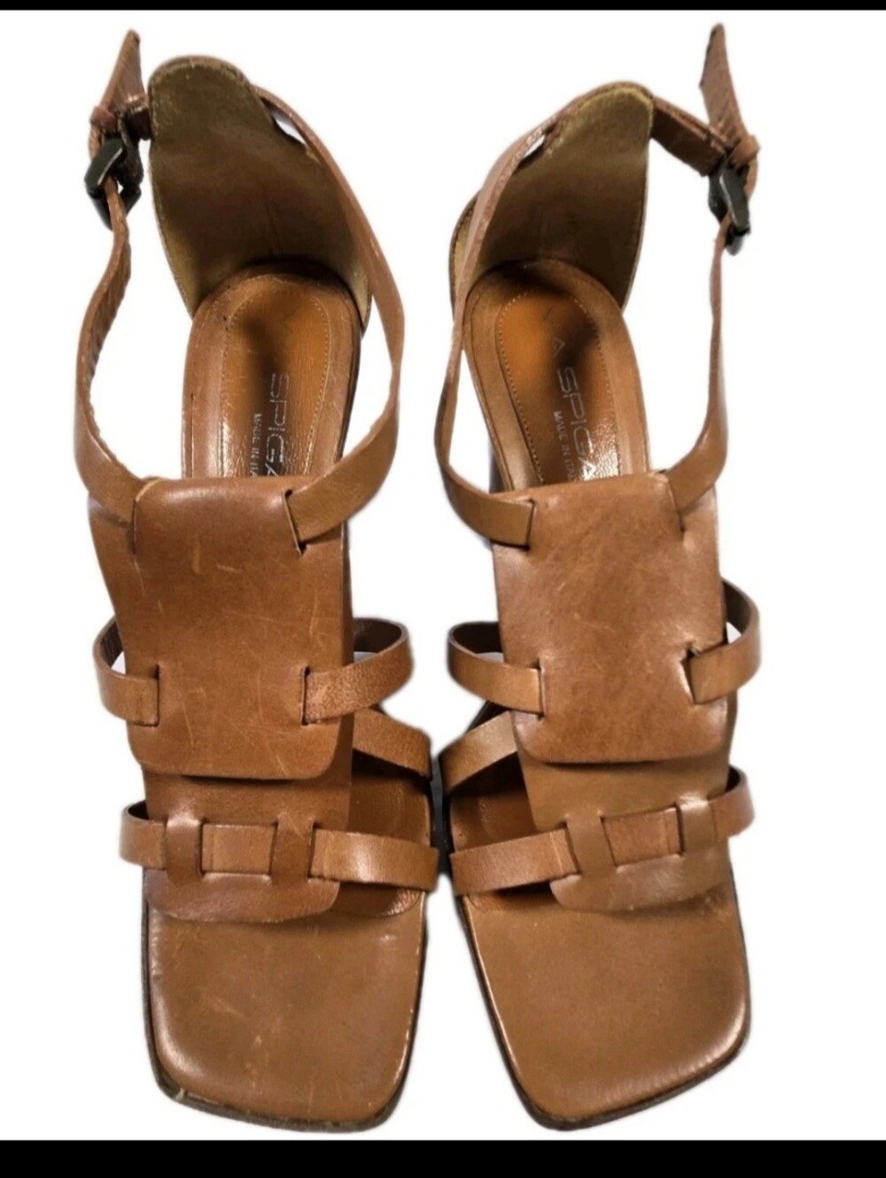 Via Spiga Italy Brown Leather Strappy High Heel Sandals - Women Sz 8